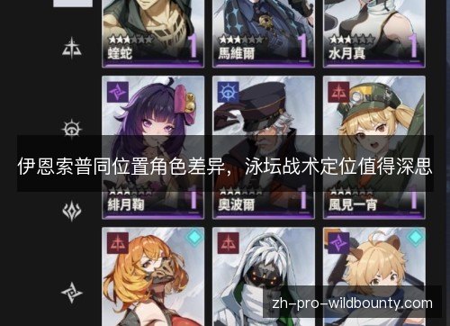 伊恩索普同位置角色差异，泳坛战术定位值得深思